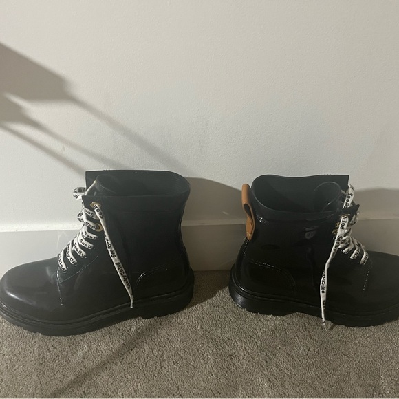 SOLD Chloe Rain Boots Combat Black Boots Size 38.5 Sold Out or $300+online - Picture 10 of 13